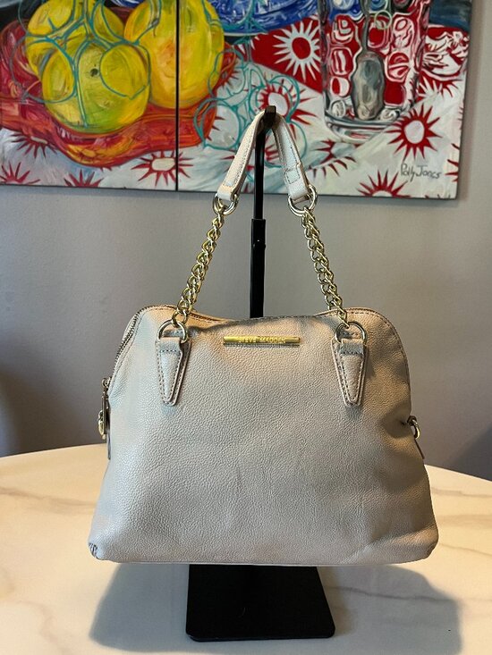 Steve Madden Taupe Faux Leather Satchel Crossbody Bag - Picture 2 of 14